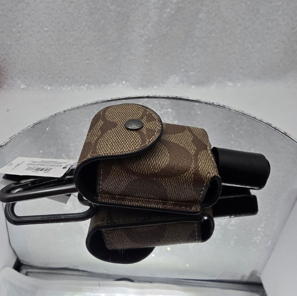 Coach Hand Sanitizer Holder Refillable Signature Logo Khaki Bag Charm - Picture 6 of 10